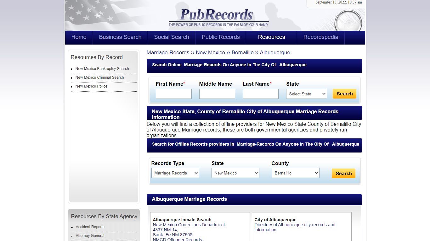 Albuquerque, Bernalillo County, New Mexico Marriage Records